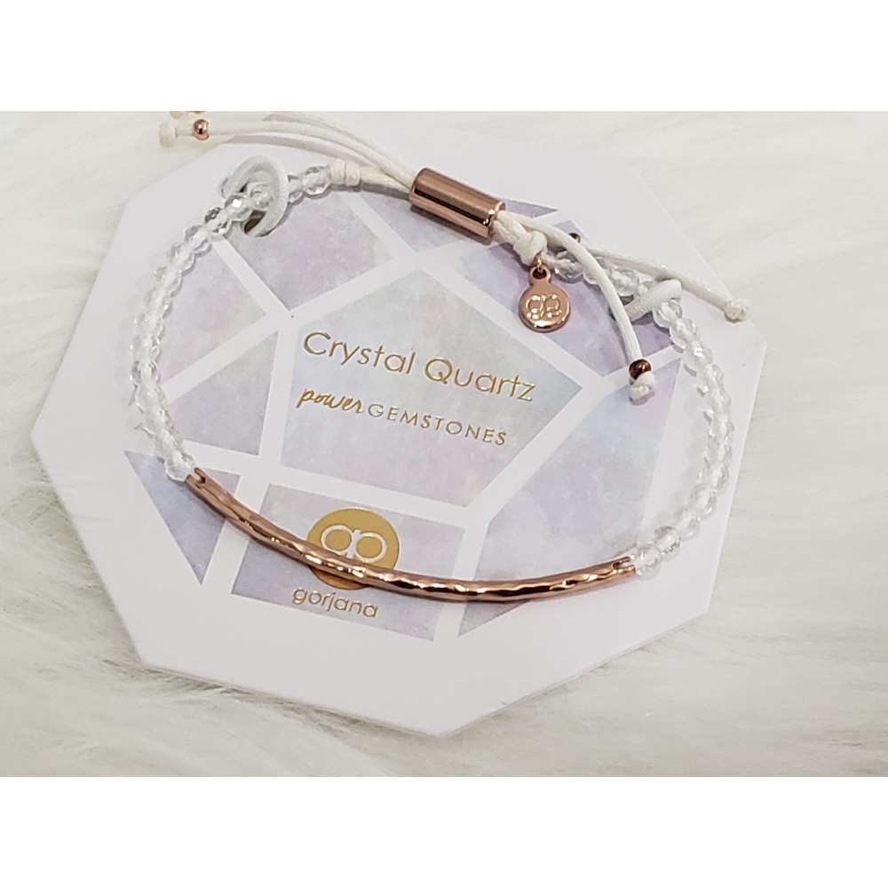 NEW Gorjana White ROSE GOLD TONE Quartz Gemstone Adjustable Cord Slide Bracelet